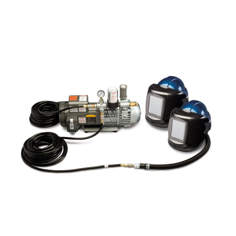 Allegro 2-Worker Supplied Air Shield and Welding Helmet System with 50' Hoses - 9249-02