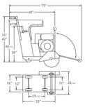 CC1800XL Dimensions <br>Front Wheel Dimensions - 5” x 1-1/2” x 3/4” <br>Rear Wheel Dimensions - 6” x 1-1/2” x 5/8”
