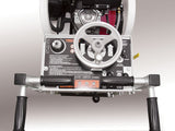 CC1800XL control panel with screw feed, ignition switch, adjustable handles and hour meter. Handles have two sets of grips that can be positioned outward or inward (as shown).