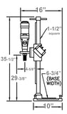 M-1 Anchor - Location to drill anchor hole = 12” measured from the center of the motor spindle to the center of the anchor slot on base