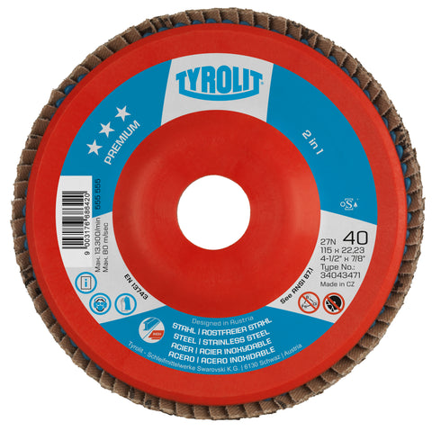 Tyrolit PREMIUM Zirconia Flap Discs for Steel and Stainless Steel-Type 27