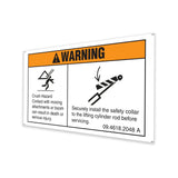 DECAL CRUSH HAZARD- USE SAFETY COLLAR GB