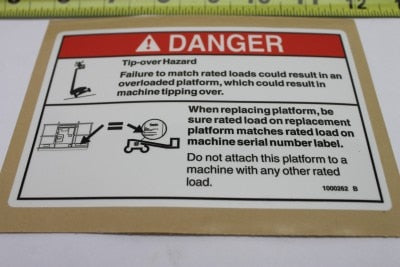 DECAL,DANGER,TIP OVER,PLAT