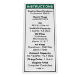 DECAL,ENG.SPECS,CONTINENTAL