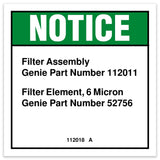 DECAL,NOTICE,FILTER INFO,GS68*