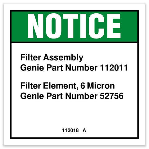 DECAL,NOTICE,FILTER INFO,GS68*