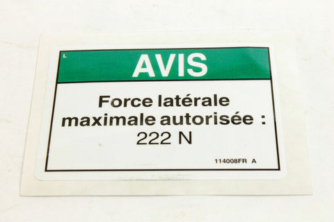 DECAL,NOTICE-SIDE FORCE,50LBS*