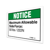 DECAL,NOTICE-SIDE FORCE,50LBS*