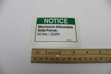 DECAL,NOTICE-SIDE FORCE,50LBS*