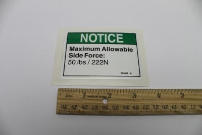 DECAL,NOTICE-SIDE FORCE,50LBS*