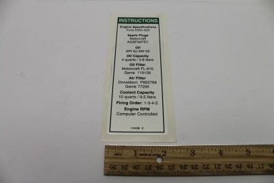 DECAL, FORD ENGINE SPEC DSG423