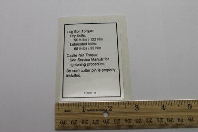 DECAL,NOTICE,TIRE SPECS
