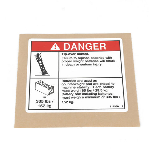 DECAL,DANGER-TIP-OVER,BATT