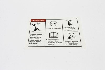 DECAL,DANGER,TIPOVER,TILT