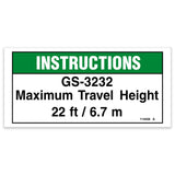 DECAL,INSTRUCT,TRAVEL HEIGHT