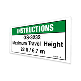 DECAL,INSTRUCT,TRAVEL HEIGHT