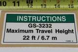 DECAL,INSTRUCT,TRAVEL HEIGHT