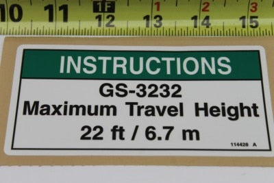 DECAL,INSTRUCT,TRAVEL HEIGHT