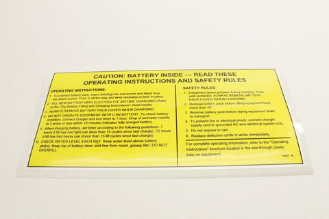 DECAL,CAUTION BATTERY,CAMLOK