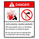 DECAL,DANGER,NO STARTING FLUID