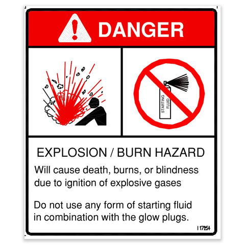 DECAL,DANGER,NO STARTING FLUID