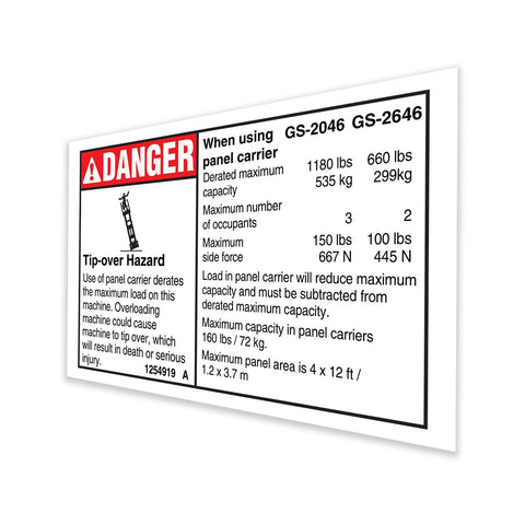 DECAL, CAPACITY, PANEL CARRIER ACC