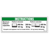 DECAL,INSTR-MAX CAP 400 LBS