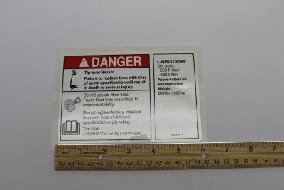 DECAL,DANGER/NOTICE,TIRESPECS,S120/125,Z135