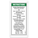 DECAL, ENG, SPECS, KUBOTA 24HP
