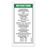 DECAL, ENG SPECS, KUB D1803 TIER 4, FRENCH