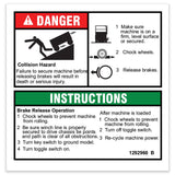 DECAL DANGER BRAKE REL SAFETY, GS-1330m