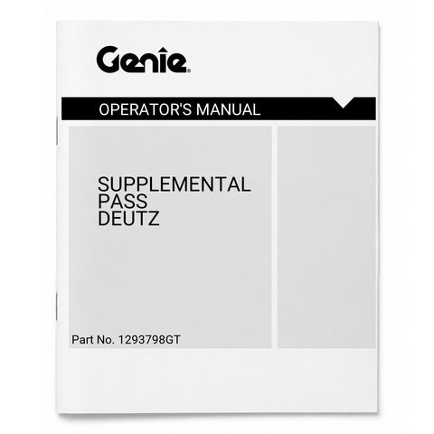 SUPPLEMENTAL OPERATORS MANUAL, PASS, DEUTZ