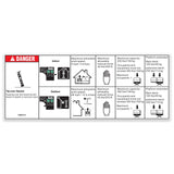 DECAL, DANGER, MAX CAPACITY 350LBS, SIDE FORCE 45LBS