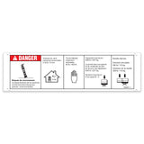 DECAL, DANGER, MAX CAPACITY 500LBS, SIDE FORCE 90LBS