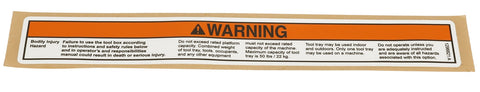 DECAL, WARNING, TOOL TRAY