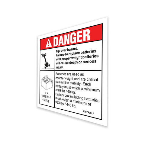 DECAL, WORD, BATT WEIGHT/TIP OVER, Z45-FE/DC