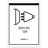 DECAL,INPUT POWER,220VAC,12A