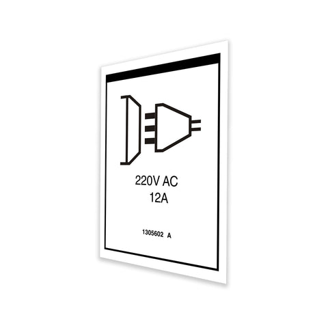 DECAL,INPUT POWER,220VAC,12A