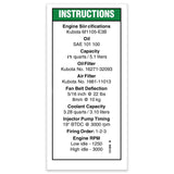 DECAL,KUBOTA D1105,SPECS