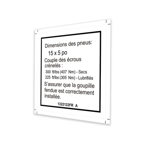 DECAL,LABEL,TIRE SPECS, GS32/GS-2646/3246