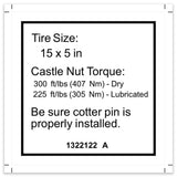 DECAL,LABEL,TIRE SPECS, GS32/GS-2646/3246