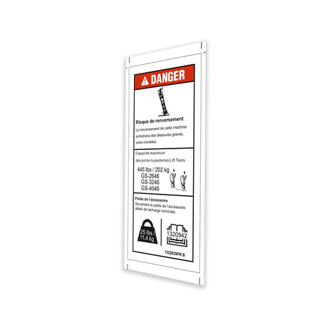 DECAL, DANGER, PIPE CRADLE,WORD,GS46,FR