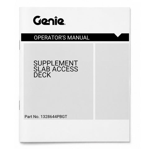 MANUAL, OM SUPPLEMENT, SLAB ACCESS DECK