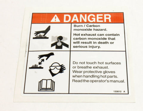 DECAL,DANGER-BURN/CO HAZARD