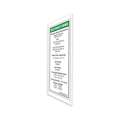 DECAL, ENGINE SPEC, DEUTZ, BF4L2011