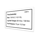 DECAL, LABEL, TIRE SPECS, AUS