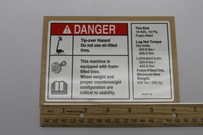 DECAL,DANGER/LABEL,TIRE SPECS