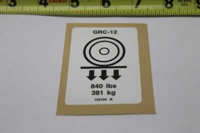 DECAL,LABEL,WHEEL LOAD GRC12
