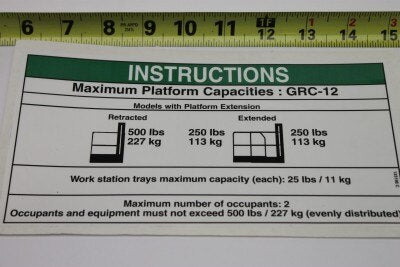 DECAL-NOTICE,MAX CAP-500 LB