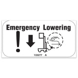 DECAL,LABEL,EMERGENCY LOWERING